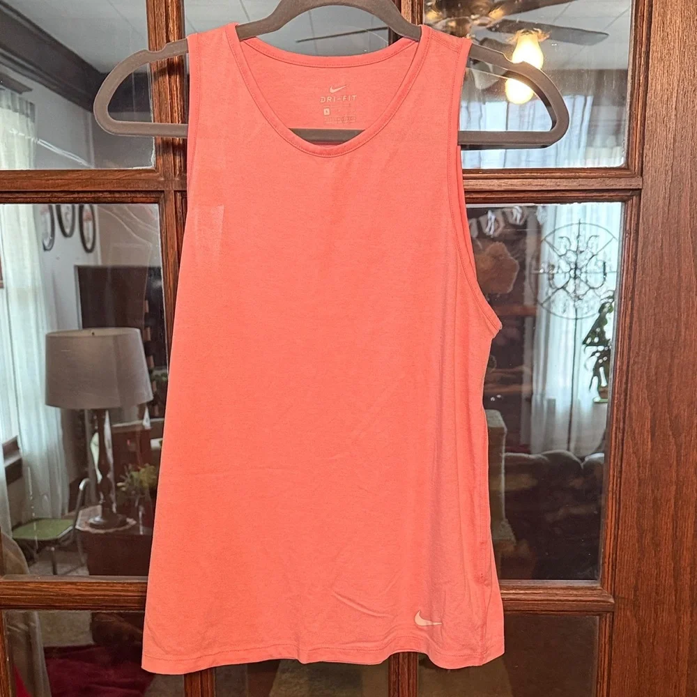 Nike Dri-FIT Womens Small‎ Coral Pink Heathered Athletic Training Tank Top